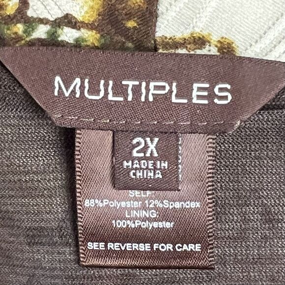 Long Blazer Jacket Multiples Top Brown Cream Teal Paisley NWT Plus Sz 2X - Picture 8 of 12